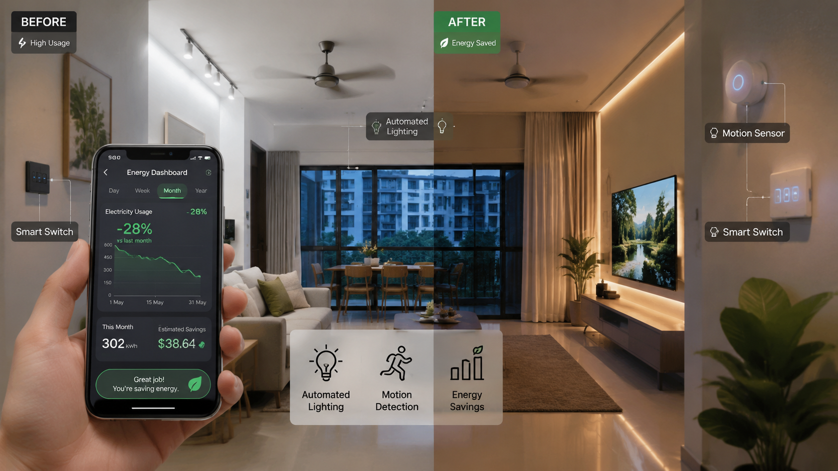How Smart Lighting Saves Energy in Singapore Homes \u2014 Real Numbers, Real Savings